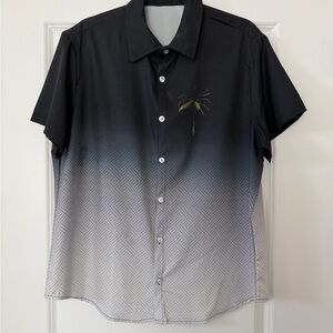 Men's Ombre Short-Sleeve Button-Up Shirt - Black to Gray